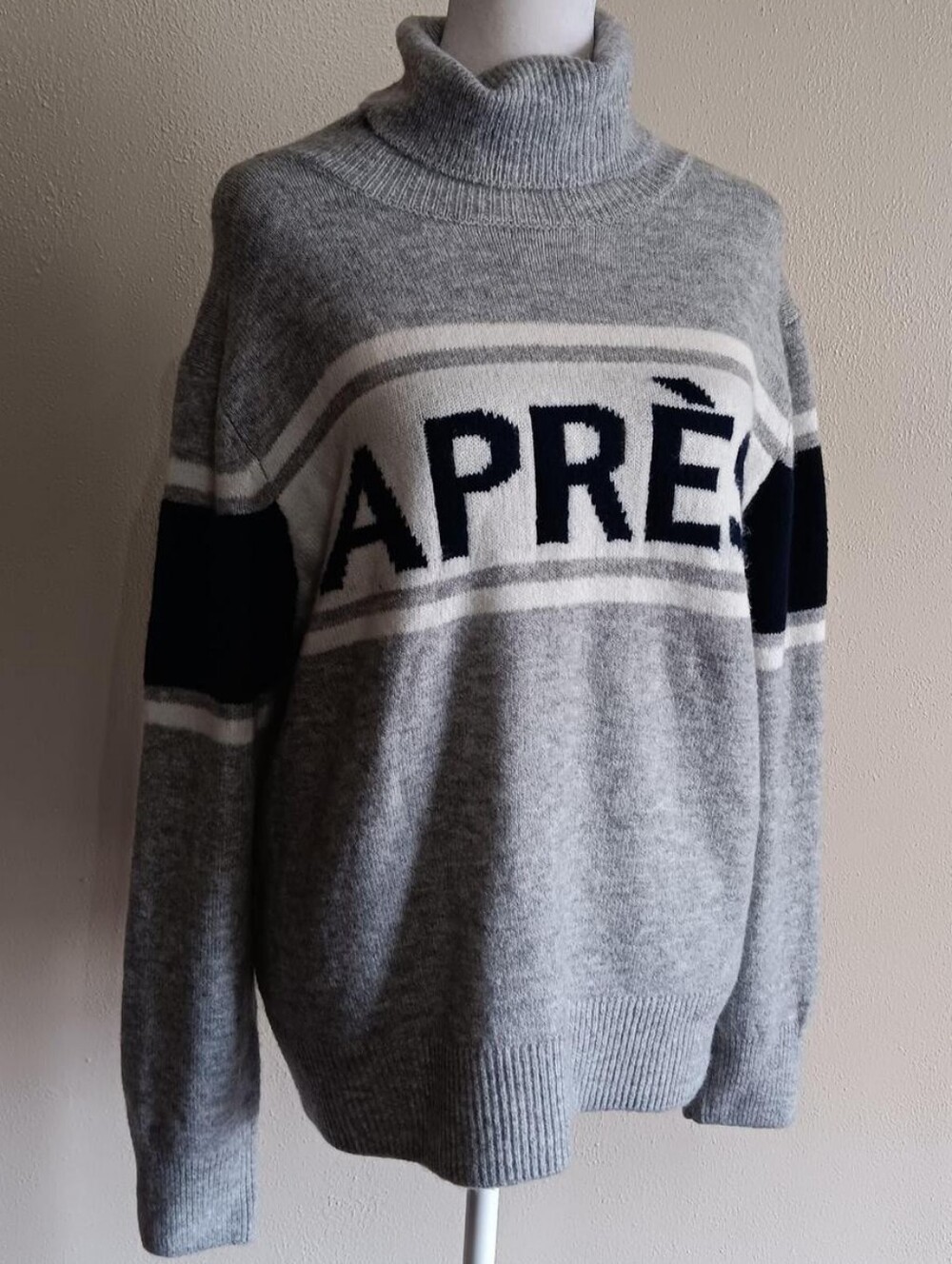 Grey Après Ski Turtleneck Sweater Halogen Medium Knit Long Sleeve Pullover - Picture 2 of 9